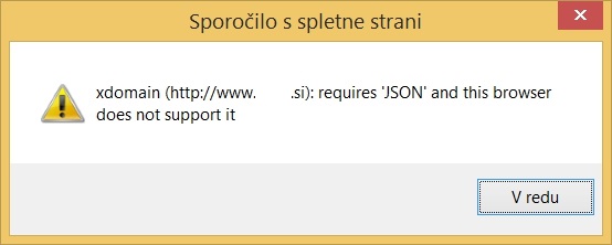Browser does not support JSON warning