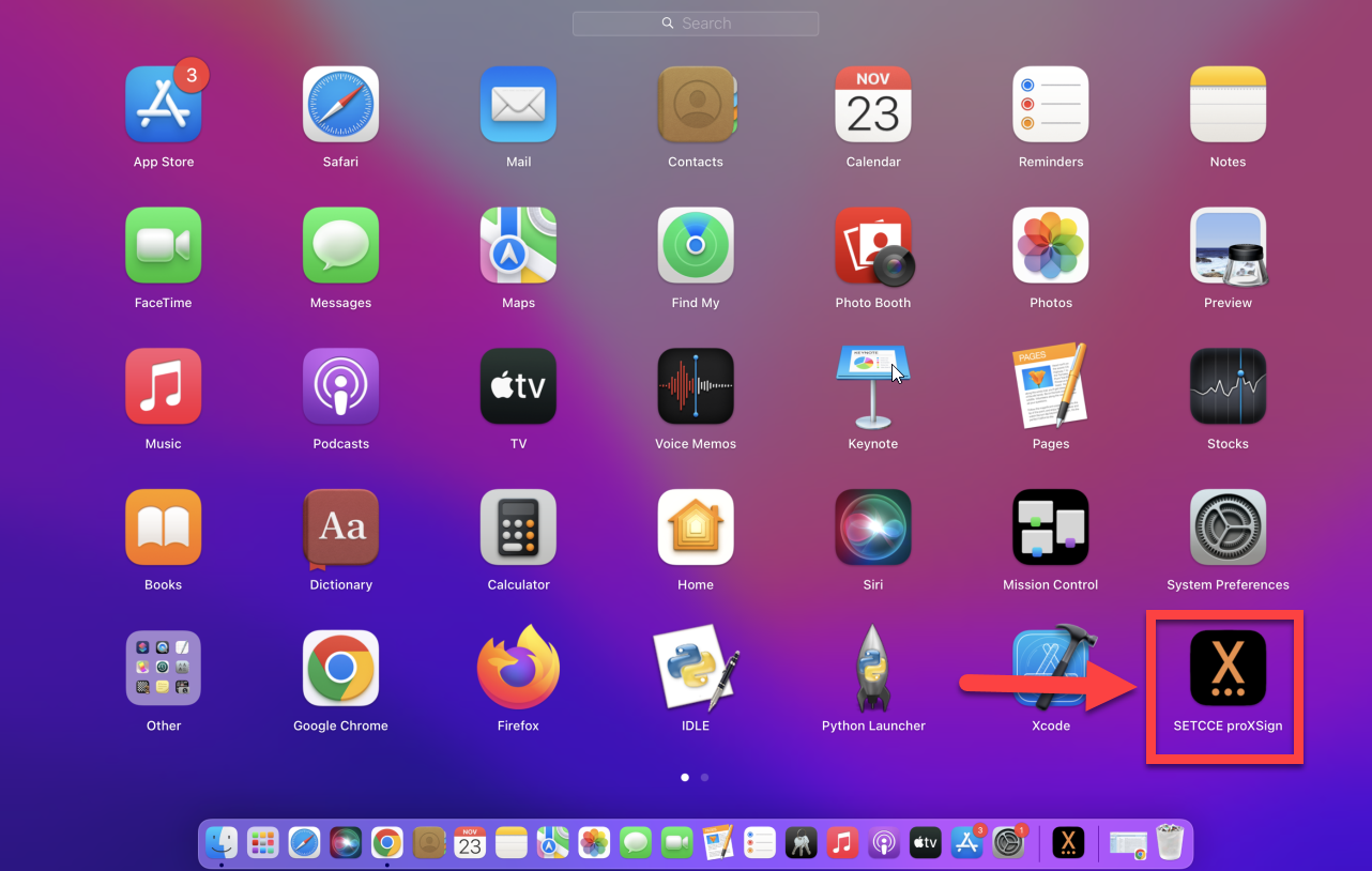 SETCCE proXSign v menijski vrstici